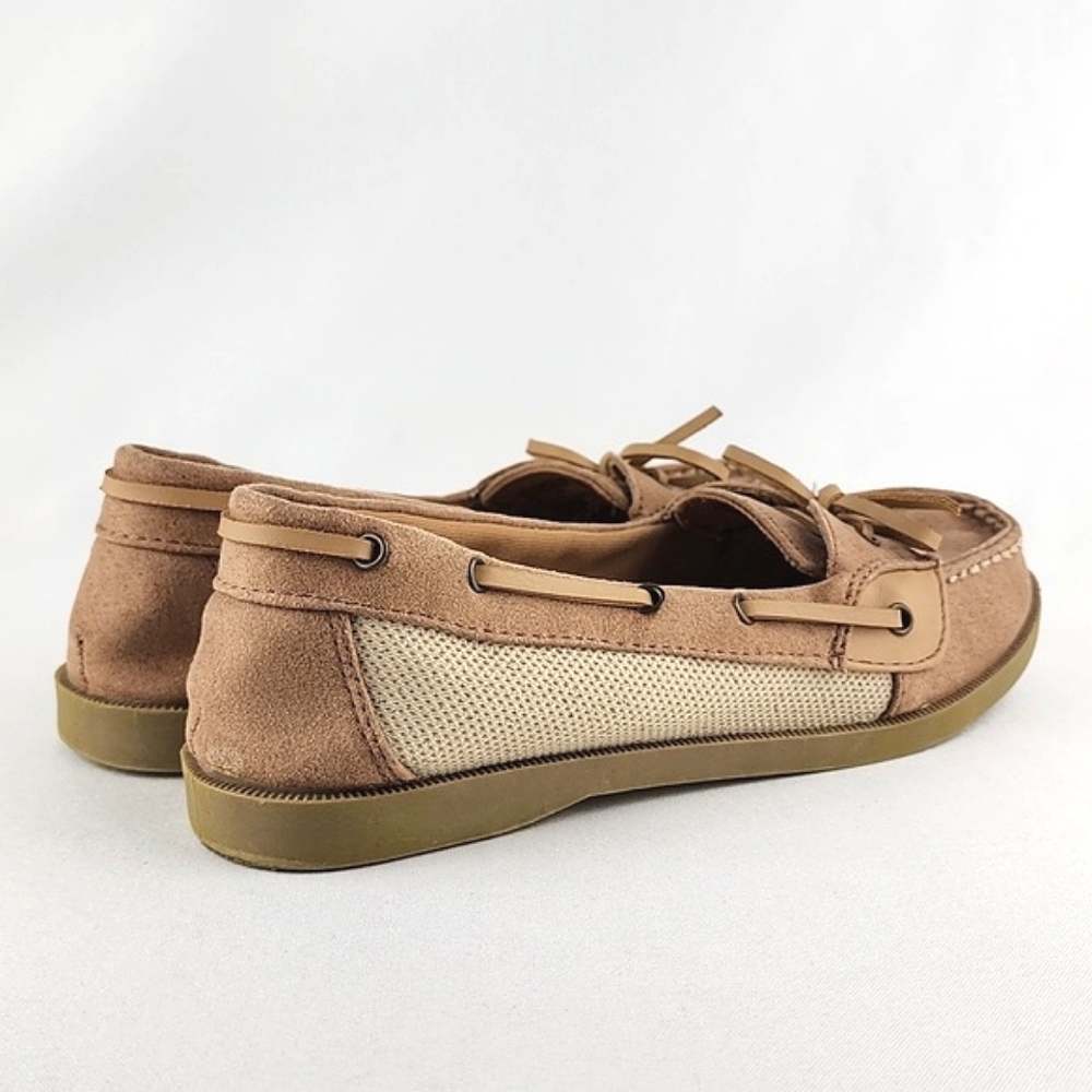 American Eagle Women's Loafer Boat Shoe Tan Textile Faux Suede Size 5.5 - Picture 7 of 16